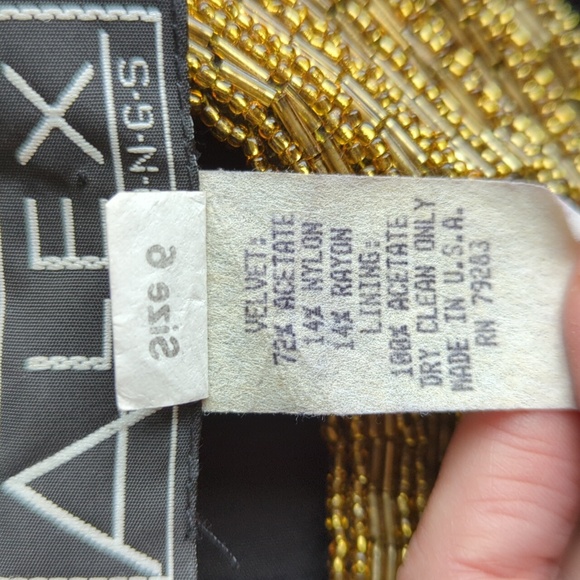 Women's Alex Evenings Black Dress with Gold Collar Vintage Size 6 - Picture 3 of 7